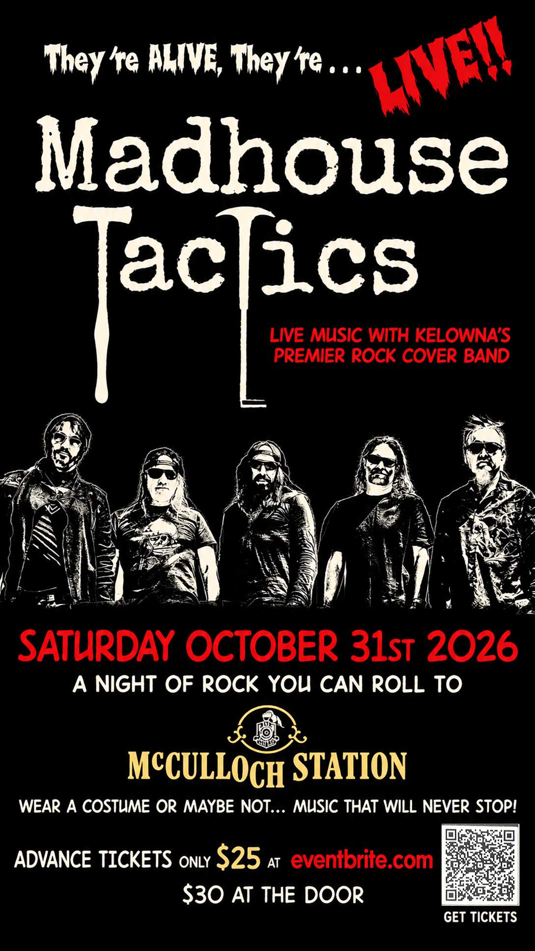 image of McCulloch Station Halloween concert featuring the Mad House Tactics promotion