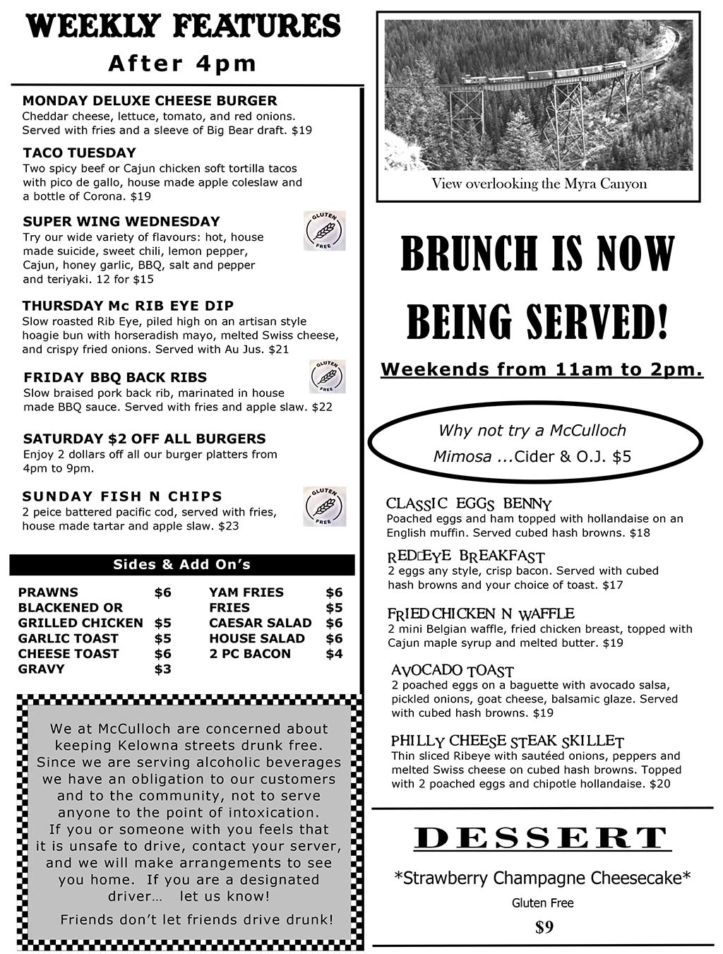 image of pub menu