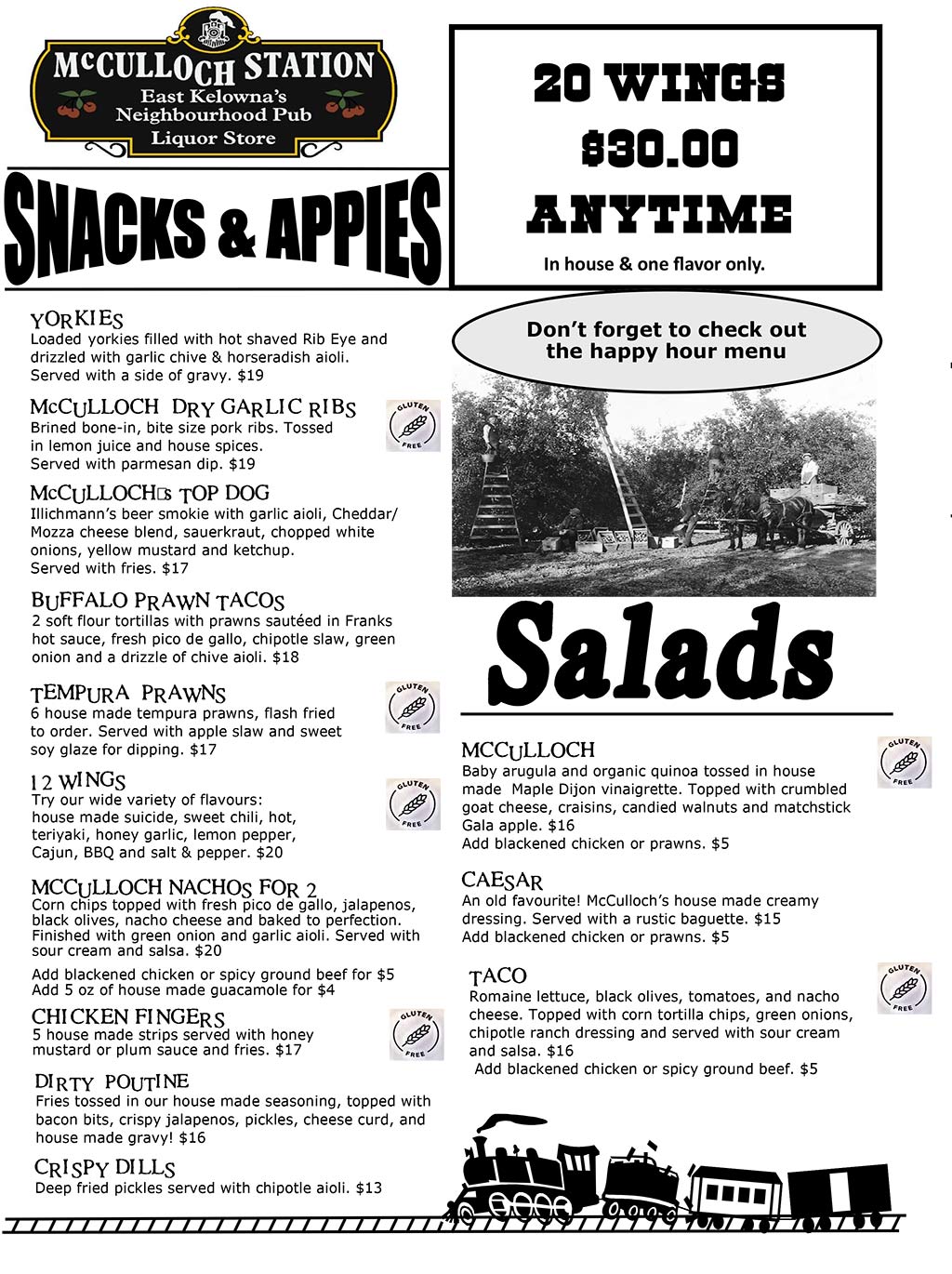 image of pub menu