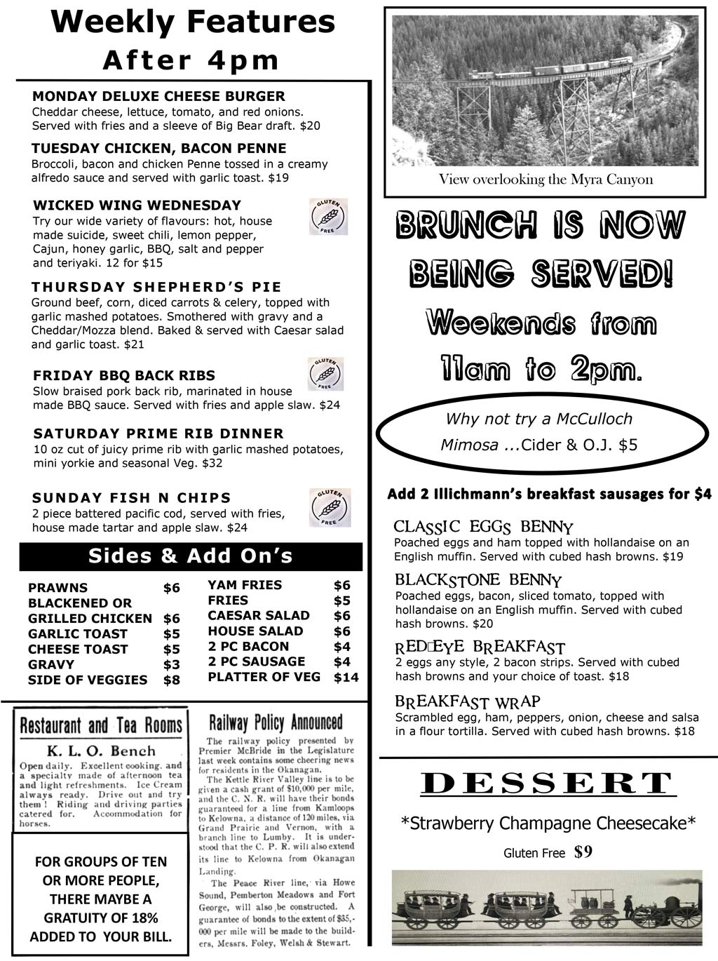image of pub menu