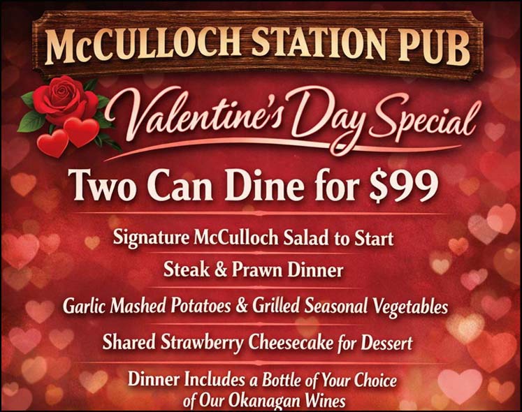 image of McCulloch Station featuring a cartoon couple sharing a cheesecake for our St Valintines promotion